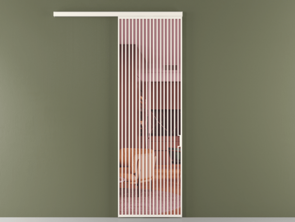 Перегородка Formato вдоль стены 1 створка АЛПР 040.06 Алюминий пудровый белый Прозрачное розовое стекло, триплекс Цена 9600 AZE  | Volhovec