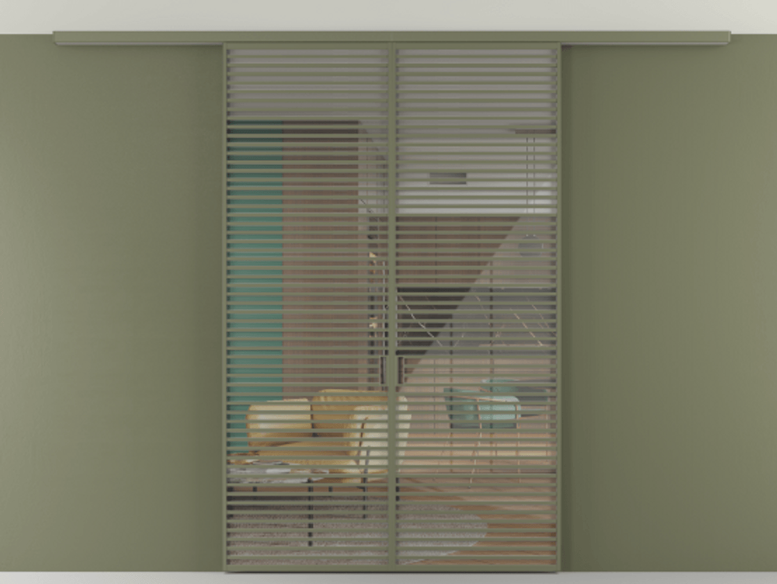 Перегородка Формато вдоль стены на потолок 2 створки АЛПР 040.07 Алюминий оливковый тёмный Рефлективное прозрачное стекло "Стопсол", калёное Цена 19820 AZE | Volhovec