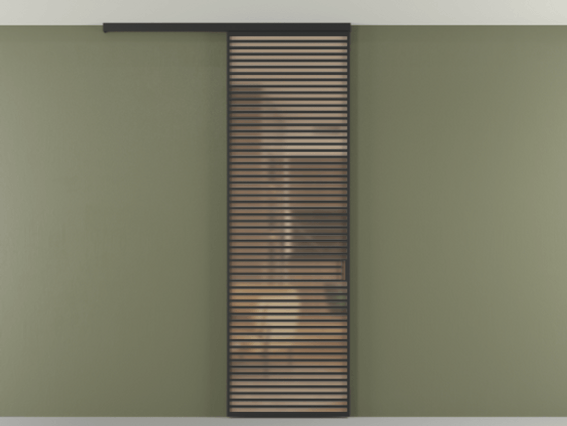 Перегородка Формато вдоль стены на потолок 1 створка АЛПР 040.07 Алюминий Черный Сатинированное оранжевое стекло, триплекс Цена 8900 AZE | Volhovec