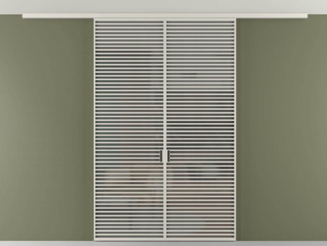 Перегородка Формато вдоль стены на потолок 2 створки АЛПР 040.07 Алюминий облачно-серый Сатинированное серое стекло, триплекс Цена 19150 AZE | Volhovec