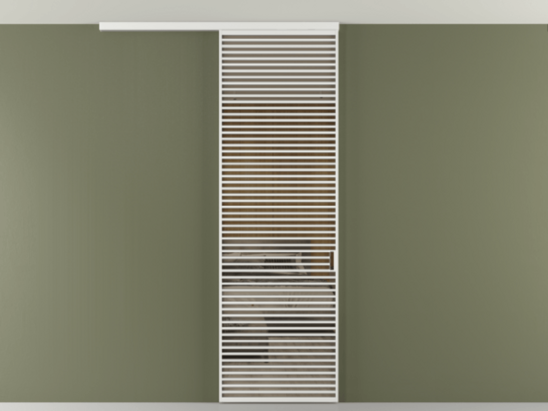 Перегородка Формато вдоль стены на потолок 1 створка АЛПР 040.07 Алюминий белоснежный Рефлективное бронзовое стекло "Стопсол", калёное Цена 10090 AZE | Volhovec