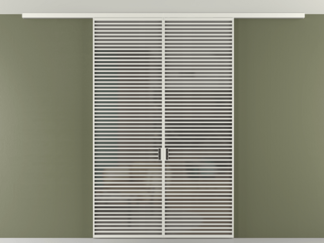 Перегородка Формато вдоль стены на потолок 2 створки АЛПР 040.07 Алюминий серый Сатинированное серое стекло, триплекс Цена 19150 AZE | Volhovec