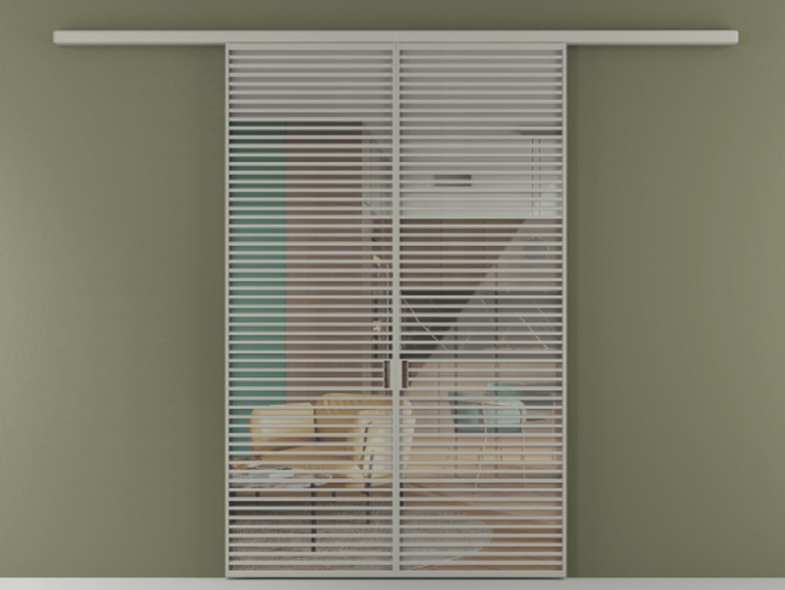 Перегородка Формато вдоль стены 2 створки АЛПР 040.07 Алюминий нейтральный серый Рефлективное прозрачное стекло "Стопсол", калёное Цена 23200 AZE | Volhovec