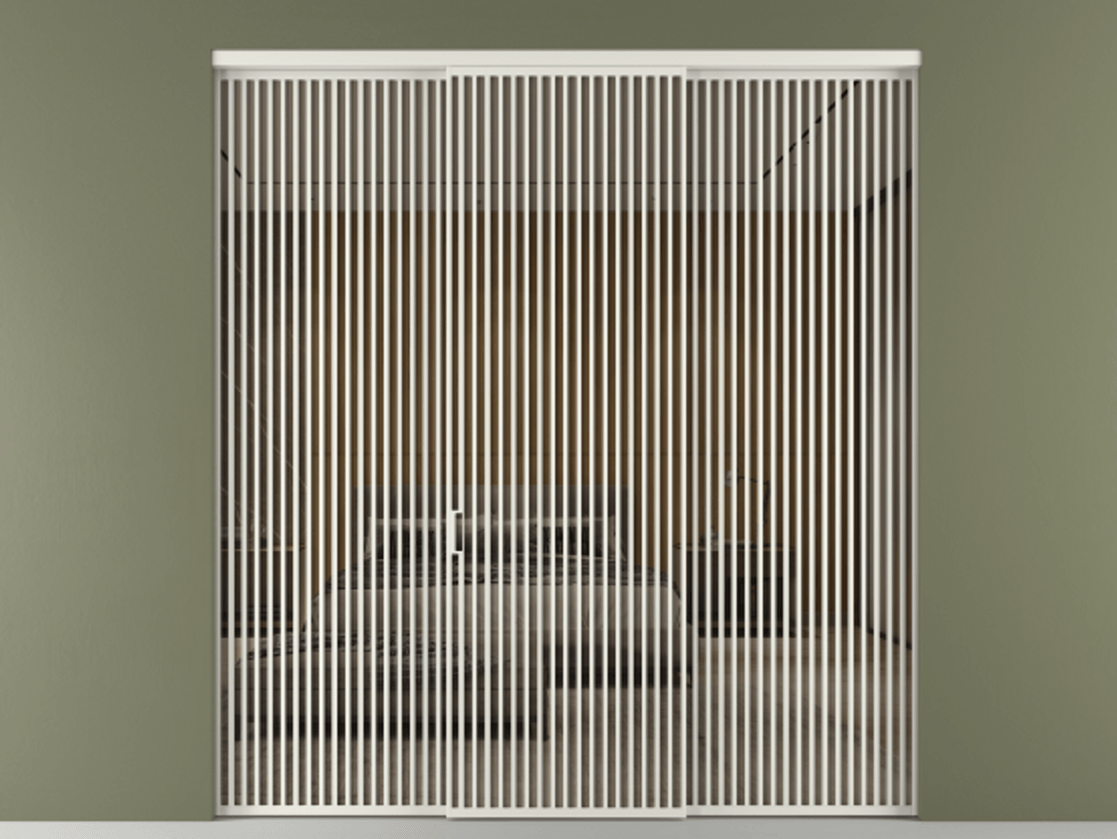 Перегородка Формато внутри проёма 3 створки АЛПР 040.06 Алюминий серый Рефлективное бронзовое стекло "Стопсол", калёное Цена 31880 AZE | Volhovec