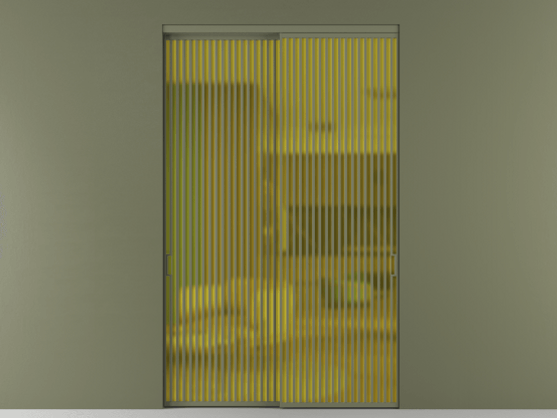 Перегородка Formato внутри проёма 2 створки АЛПР 040.06 Алюминий оливковый тёмный Сатинированное жёлтое стекло, триплекс Цена 29800 AZE  | Volhovec