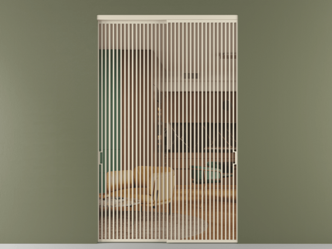 Перегородка Formato внутри проёма 2 створки АЛПР 040.06 Алюминий бежево-серый Прозрачное оранжевое стекло, триплекс Цена 34300 AZE  | Volhovec