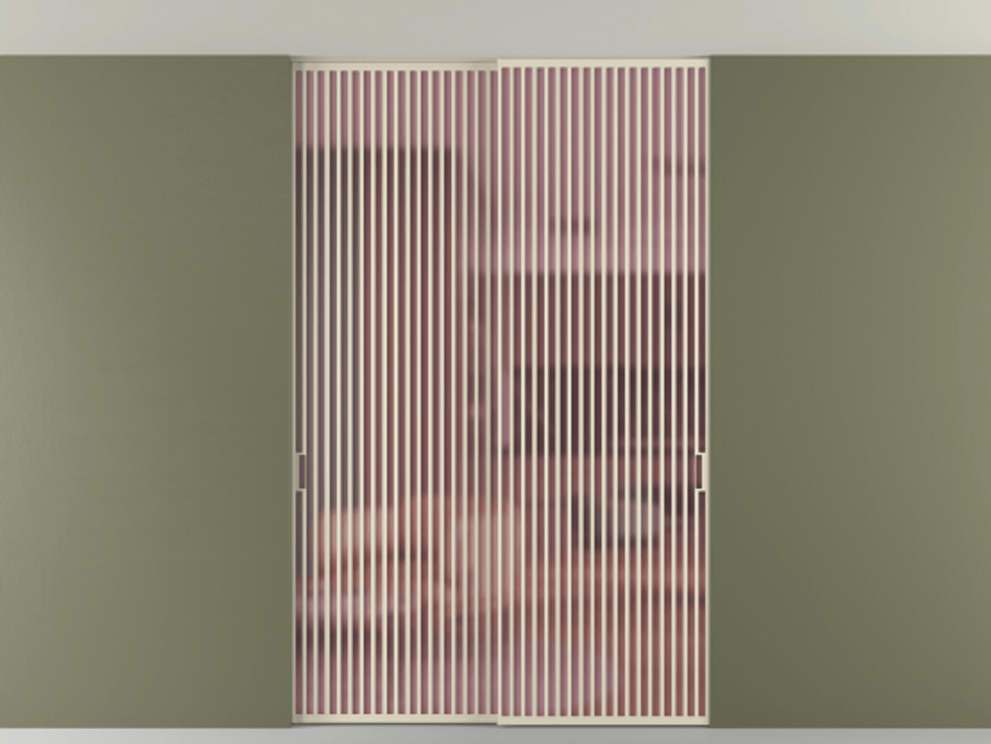 Перегородка Formato внутри проёма скрытое крепление в потолок 2 створки АЛПР 040.06 Алюминий бежево-серый Сатинированное розовое стекло, триплекс Цена 26300 AZE | Volhovec