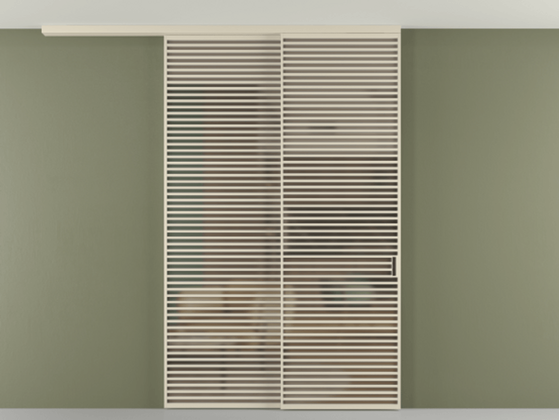 Перегородка Формато вдоль стены на потолок 2 створки с синхронным механизмом АЛПР 040.07 Алюминий бежево-серый Сатинированное бронзовое стекло, триплекс Цена 27450 AZE | Volhovec