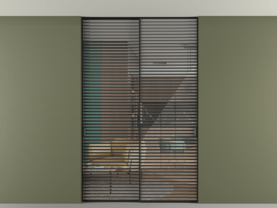 Перегородка Formato внутри проёма скрытое крепление в потолок 2 створки АЛПР 040.07 Алюминий Черный Рефлективное прозрачное стекло "Stopsol", калёное. Скрытый короб ЧЕР Цена 26210 AZE 1. Полотно 2 шт. (800/2100 мм)
2. Комплект установки раздвижной системы
3. Базовый комплект фурнитуры
4. Ручка RONDO. Фабрика дверей Волховец 8 (800) 551 43 19 Перегородка Formato внутри проёма скрытое крепление в потолок 2 створки АЛПР 040.07 Алюминий Черный Рефлективное прозрачное стекло "Stopsol", калёное Цена 26210 AZE | Volhovec