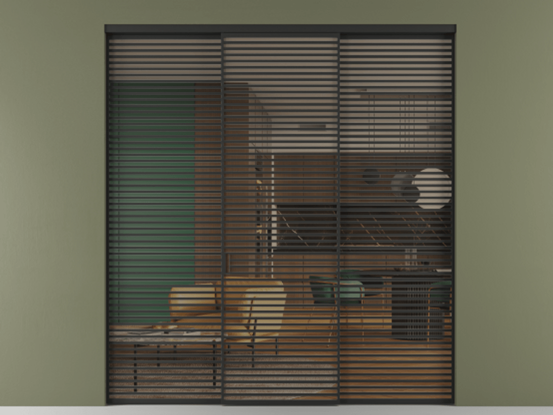 Перегородка Formato внутри проёма 3 створки АЛПР 040.07 Алюминий Черный Прозрачное бронзовое стекло, триплекс Цена 22830 AZE | Volhovec