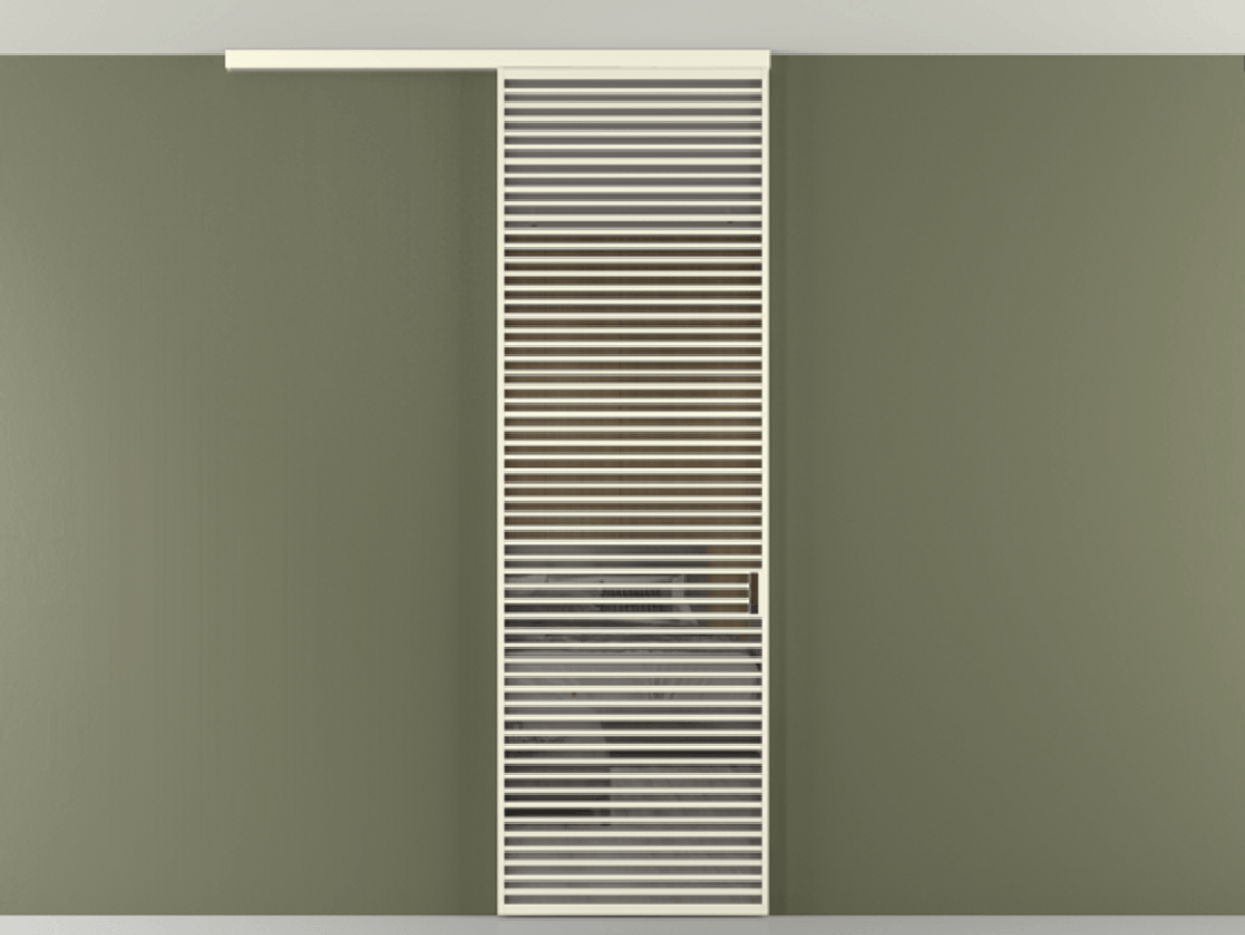 Перегородка Формато вдоль стены на потолок 1 створка АЛПР 040.07 Алюминий молочно-белый Рефлективное серое стекло "Стопсол", калёное Цена 10090 AZE | Volhovec