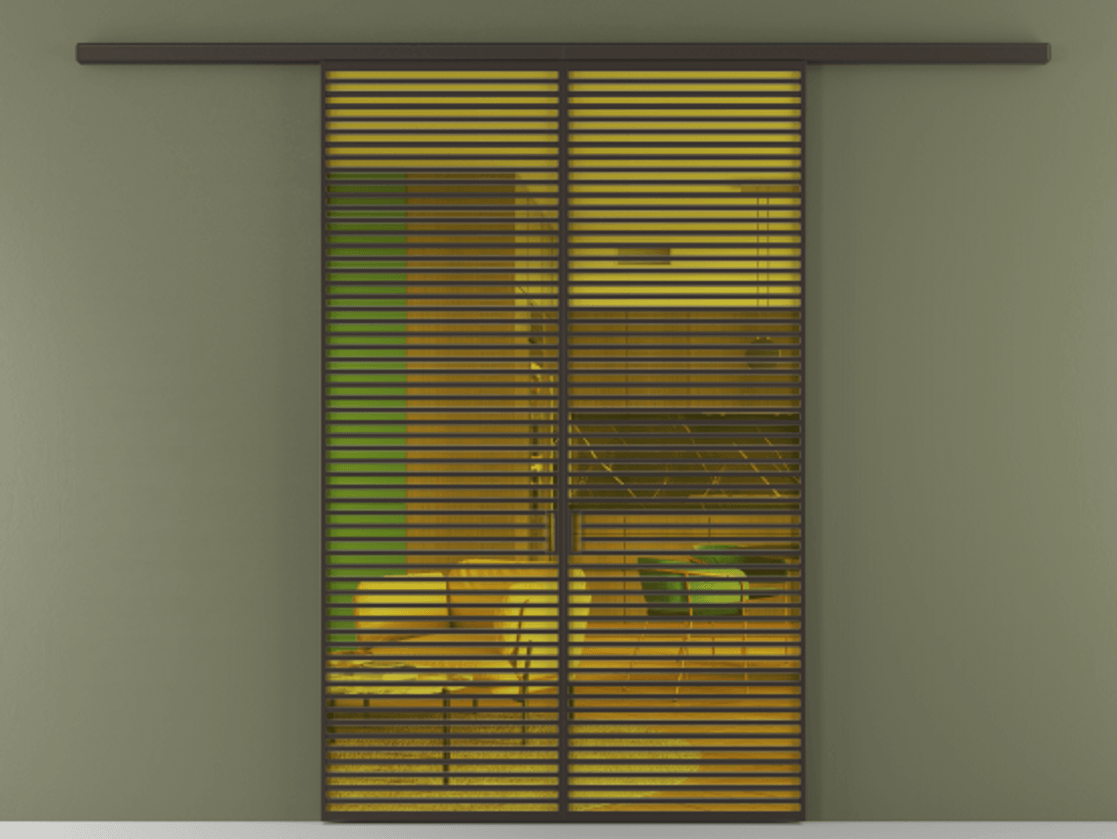 Перегородка Формато вдоль стены 2 створки АЛПР 040.07 Алюминий антрацит Прозрачное жёлтое стекло, триплекс Цена 17900 AZE | Volhovec