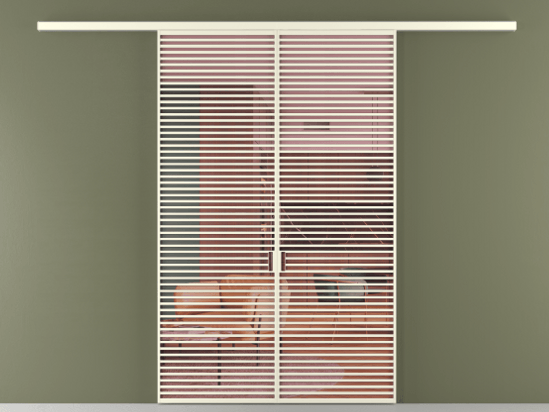 Перегородка Формато вдоль стены 2 створки АЛПР 040.07 Алюминий молочно-белый Прозрачное розовое стекло, триплекс Цена 17900 AZE | Volhovec