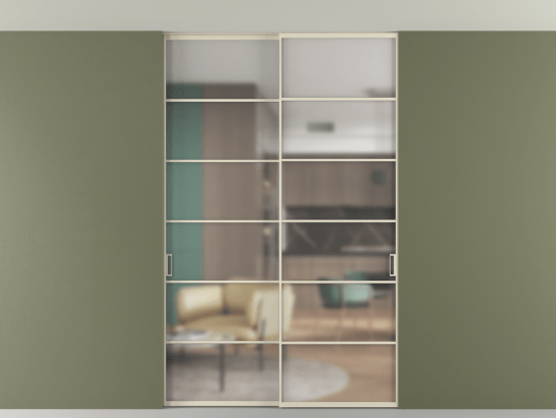 Перегородка Формато внутри проёма скрытое крепление в потолок 2 створки АЛПР 040.04 Алюминий бежево-серый Сатинированное стекло "Мателюкс Кристал Вижн", калёное, матовое, каленое 6 мм. Цена 16820 AZE 1. Полотно 2 шт. (800/2100 мм)
2. Комплект установки раздвижной системы
3. Базовый комплект фурнитуры
4. Ручка Рондо. Фабрика дверей Волховец 8 (800) 551 43 19 Перегородка Формато внутри проёма скрытое крепление в потолок 2 створки АЛПР 040.04 Алюминий бежево-серый Сатинированное стекло "Мателюкс Кристал Вижн", калёное, матовое, каленое 6 мм Цена 16820 AZE | Volhovec