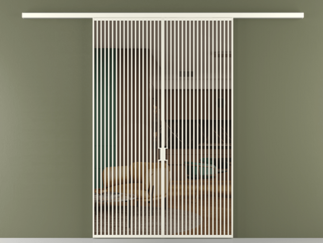 Перегородка Формато вдоль стены 2 створки АЛПР 040.06 Алюминий жемчужный Прозрачное бронзовое стекло, триплекс Цена 17850 AZE | Volhovec