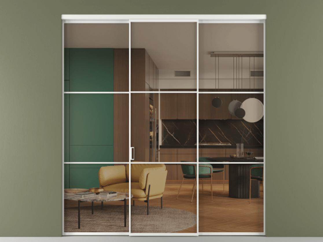 Перегородка Формато внутри проёма 3 створки АЛПР 040.03 Алюминий белоснежный Прозрачное бронзовое стекло, триплекс. Цена 12370 AZE 1. Полотно 3 шт. (800/2100 мм)
2. Комплект установки раздвижной системы
3. Базовый комплект фурнитуры
4.Ручка Рондо. Фабрика дверей Волховец 8 (800) 551 43 19 Перегородка Формато внутри проёма 3 створки АЛПР 040.03 Алюминий белоснежный Прозрачное бронзовое стекло, триплекс Цена 12370 AZE | Volhovec