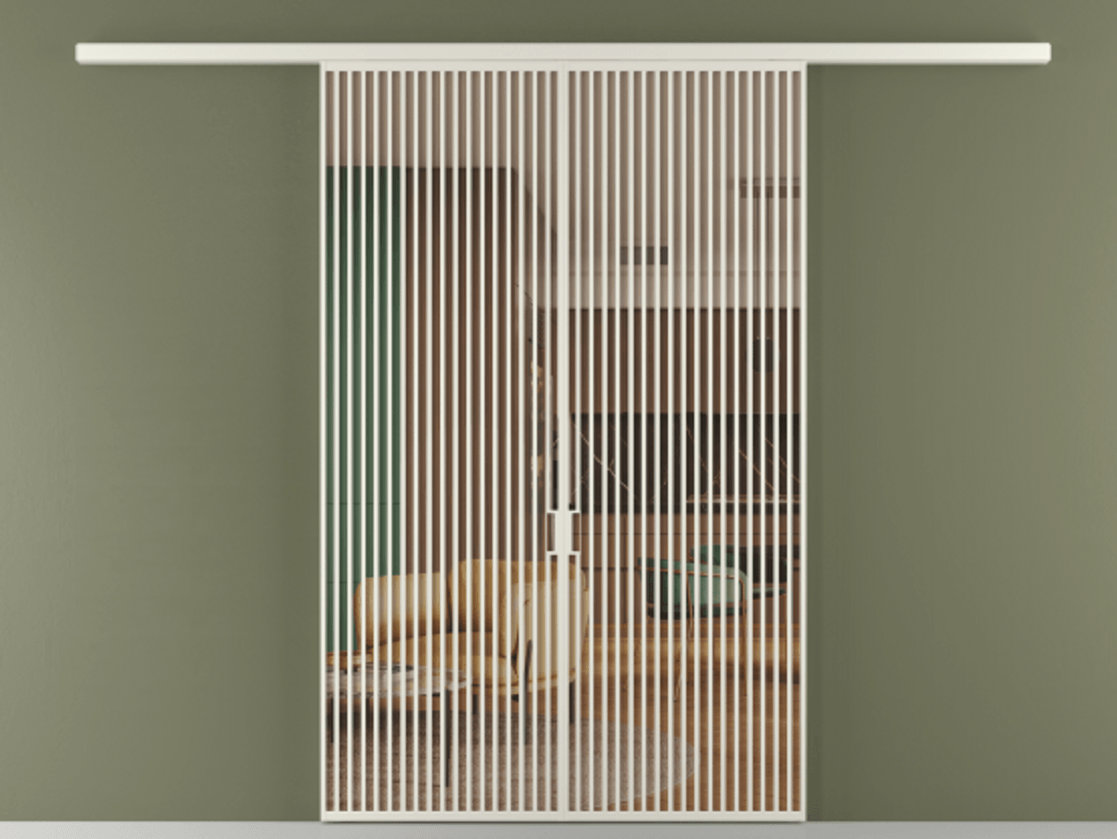 Перегородка Формато вдоль стены 2 створки АЛПР 040.06 Алюминий Белый Прозрачное оранжевое стекло, триплекс Цена 18000 AZE | Volhovec