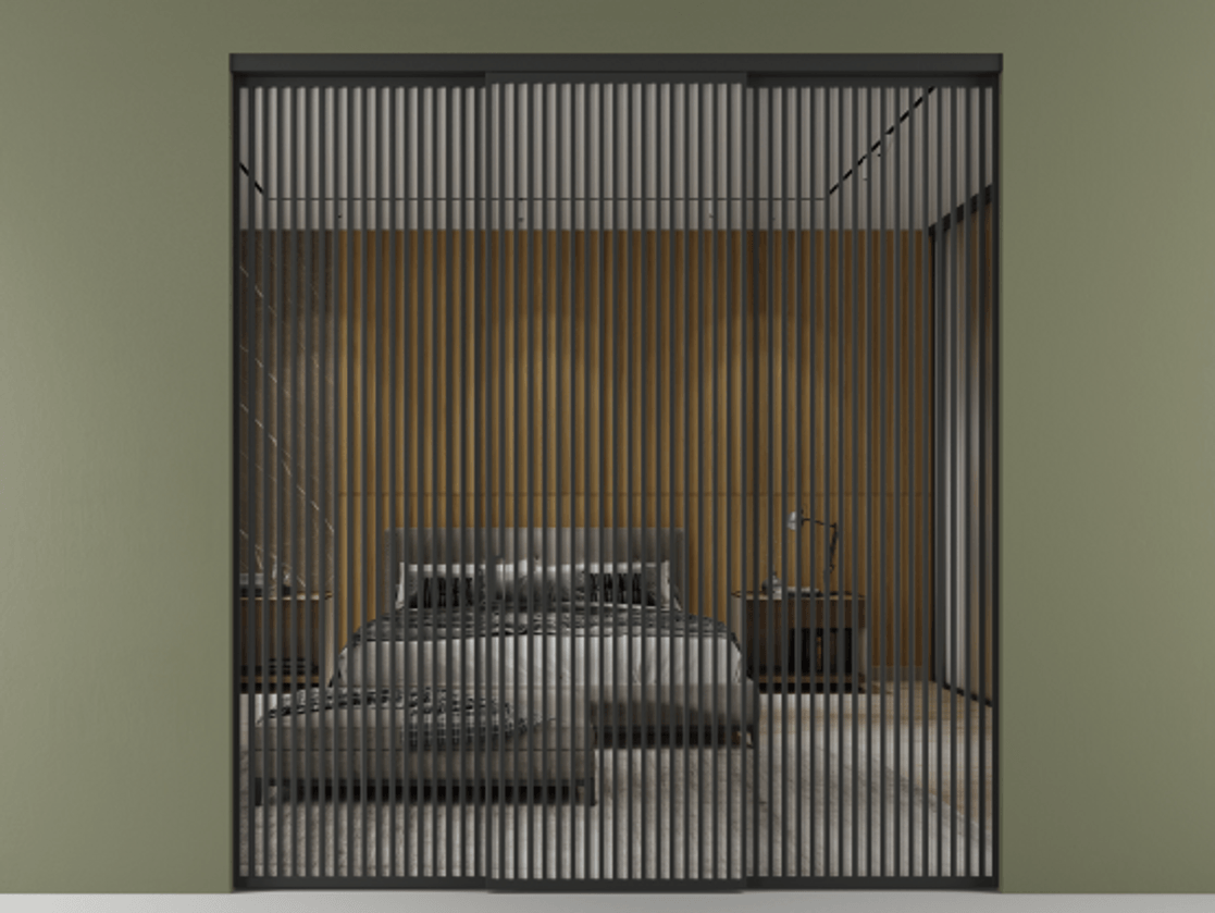 Перегородка Формато внутри проёма 3 створки АЛПР 040.06 Алюминий Черный Двустороннее зеркало, триплекс , триплекс 6 мм Цена 22830 AZE | Volhovec