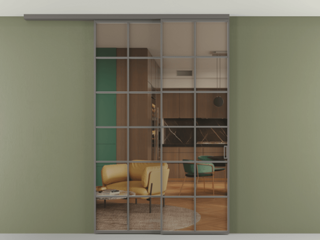 Перегородка Формато вдоль стены на потолок 2 створки с синхронным механизмом АЛПР 040.05 Алюминий классический серый Прозрачное бронзовое стекло, триплекс. Цена 15210 AZE 1. Полотно 2 шт. (800/2100 мм)
2. Комплект установки раздвижной системы
3. Базовый комплект фурнитуры
4.Ручка Рондо. Фабрика дверей Волховец 8 (800) 551 43 19 Перегородка Формато вдоль стены на потолок 2 створки с синхронным механизмом АЛПР 040.05 Алюминий классический серый Прозрачное бронзовое стекло, триплекс Цена 15210 AZE | Volhovec