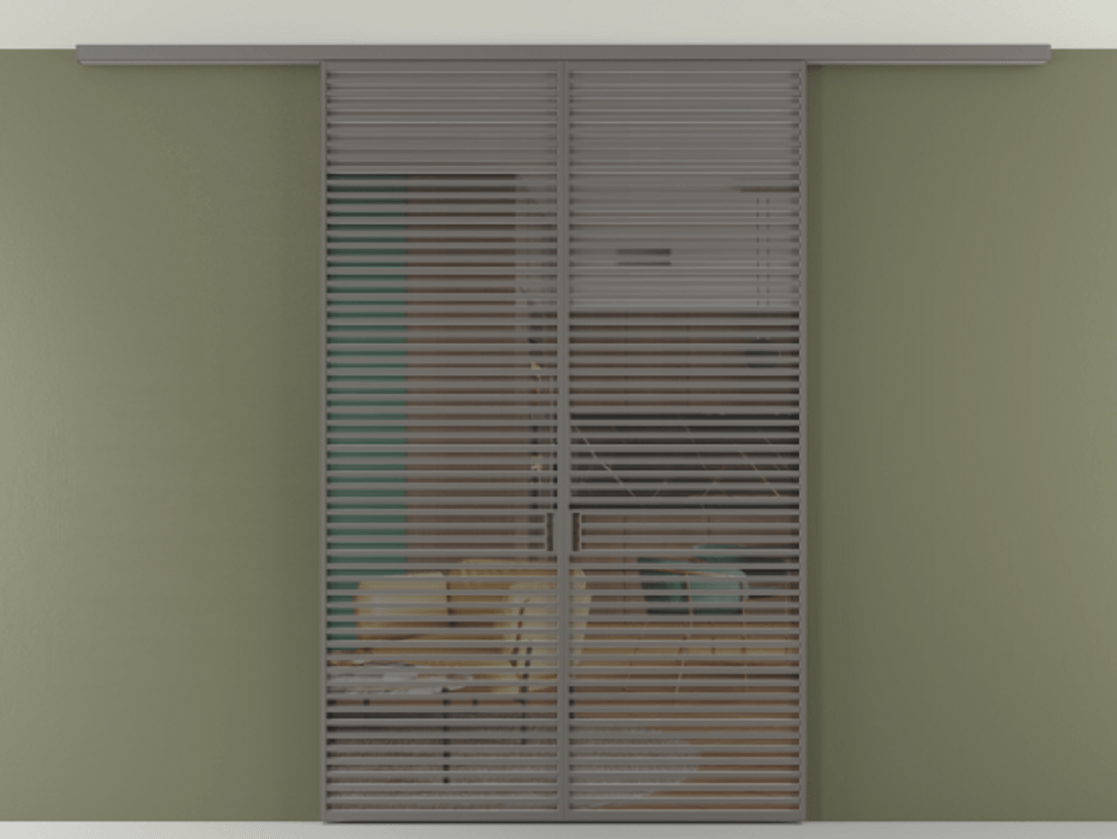 Перегородка Формато вдоль стены на потолок 2 створки АЛПР 040.07 Алюминий классический серый Прозрачное серое стекло, триплекс Цена 19150 AZE | Volhovec