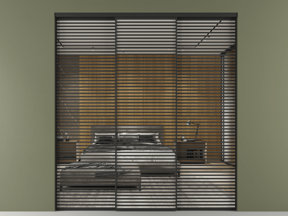 Перегородка Формато внутри проёма 3 створки АЛПР 040.07 Алюминий Черный Двустороннее зеркало, триплекс , триплекс 6 мм Цена 22830 AZE | Volhovec