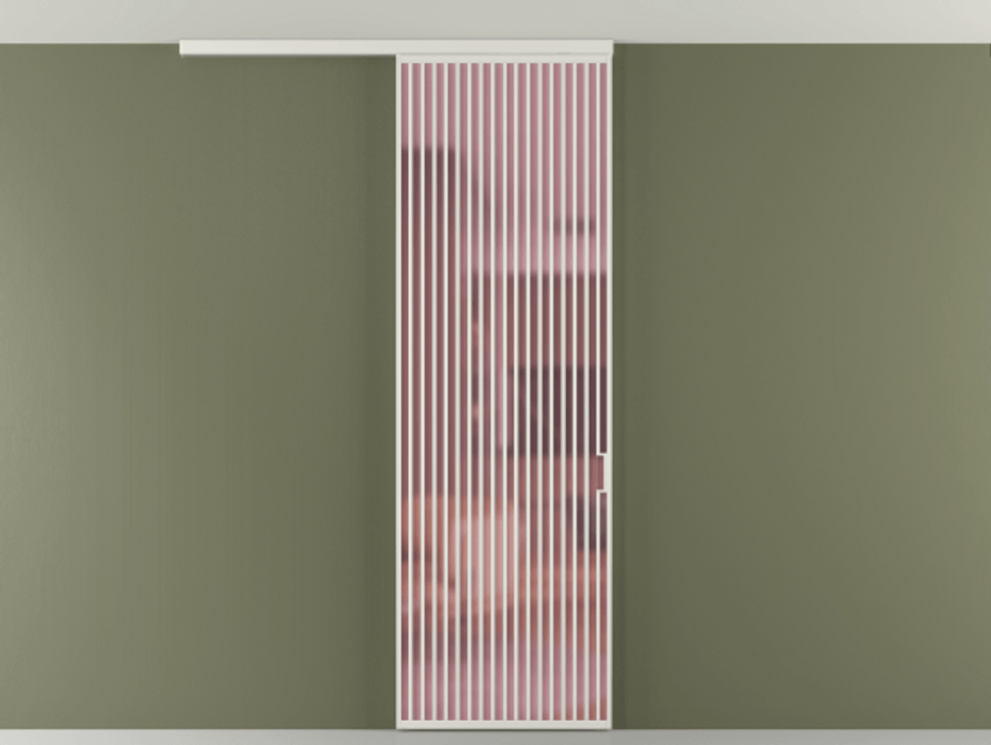 Перегородка Формато вдоль стены на потолок 1 створка АЛПР 040.06 Алюминий серый Сатинированное розовое стекло, триплекс Цена 9300 AZE | Volhovec