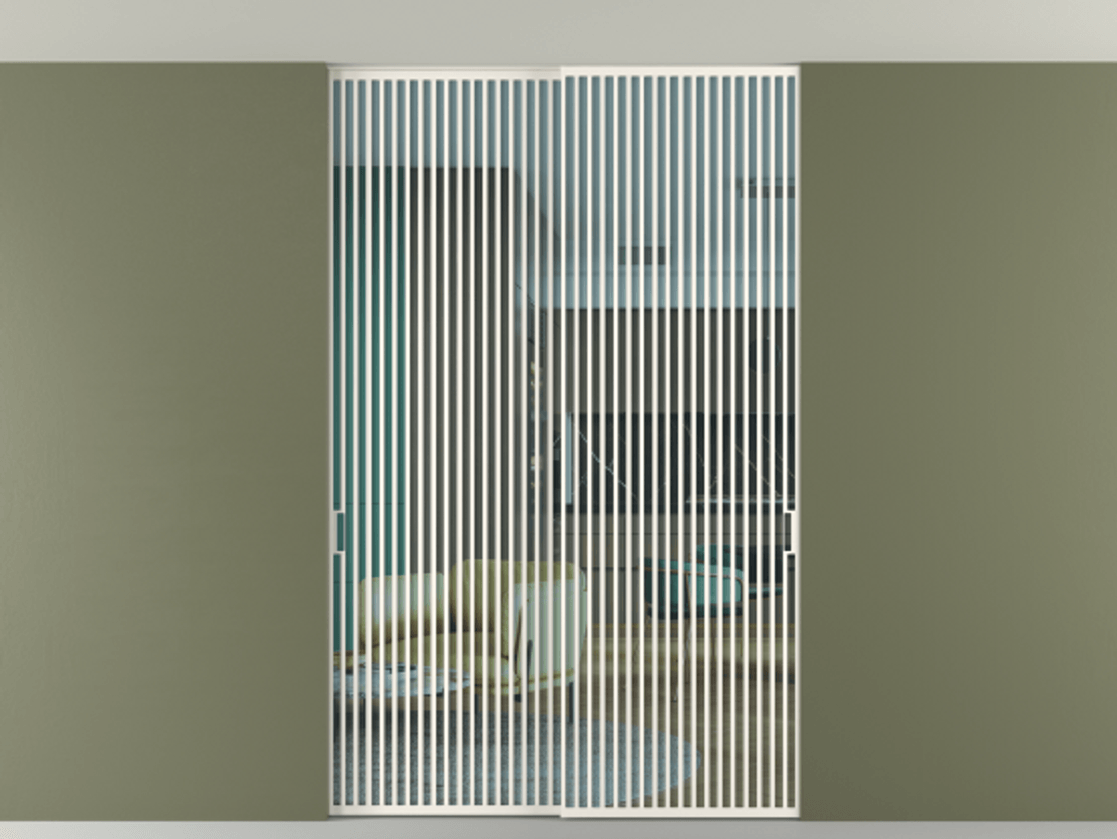 Перегородка Formato внутри проёма скрытое крепление в потолок 2 створки АЛПР 040.06 Алюминий пудровый белый Прозрачное голубое стекло, триплекс Цена 26300 AZE | Volhovec