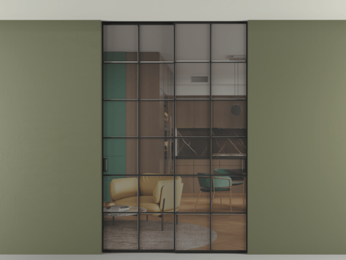 Перегородка Formato внутри проёма двустворчатая со скрытым креплением в потолок АЛПР 040.05 Алюминий Черный Прозрачное серое стекло, триплекс, 6 мм. Скрытый короб ЧЕР Цена 14640 AZE 1. Полотно 2 шт. (800/2100 мм)
2. Комплект установки раздвижной системы
3. Базовый комплект фурнитуры
4. Ручка RONDO. Фабрика дверей Волховец 8 (800) 551 43 19 Перегородка Formato внутри проёма двустворчатая со скрытым креплением в потолок АЛПР 040.05 Алюминий Черный Прозрачное серое стекло, триплекс, 6 мм Цена 14640 AZE | Volhovec