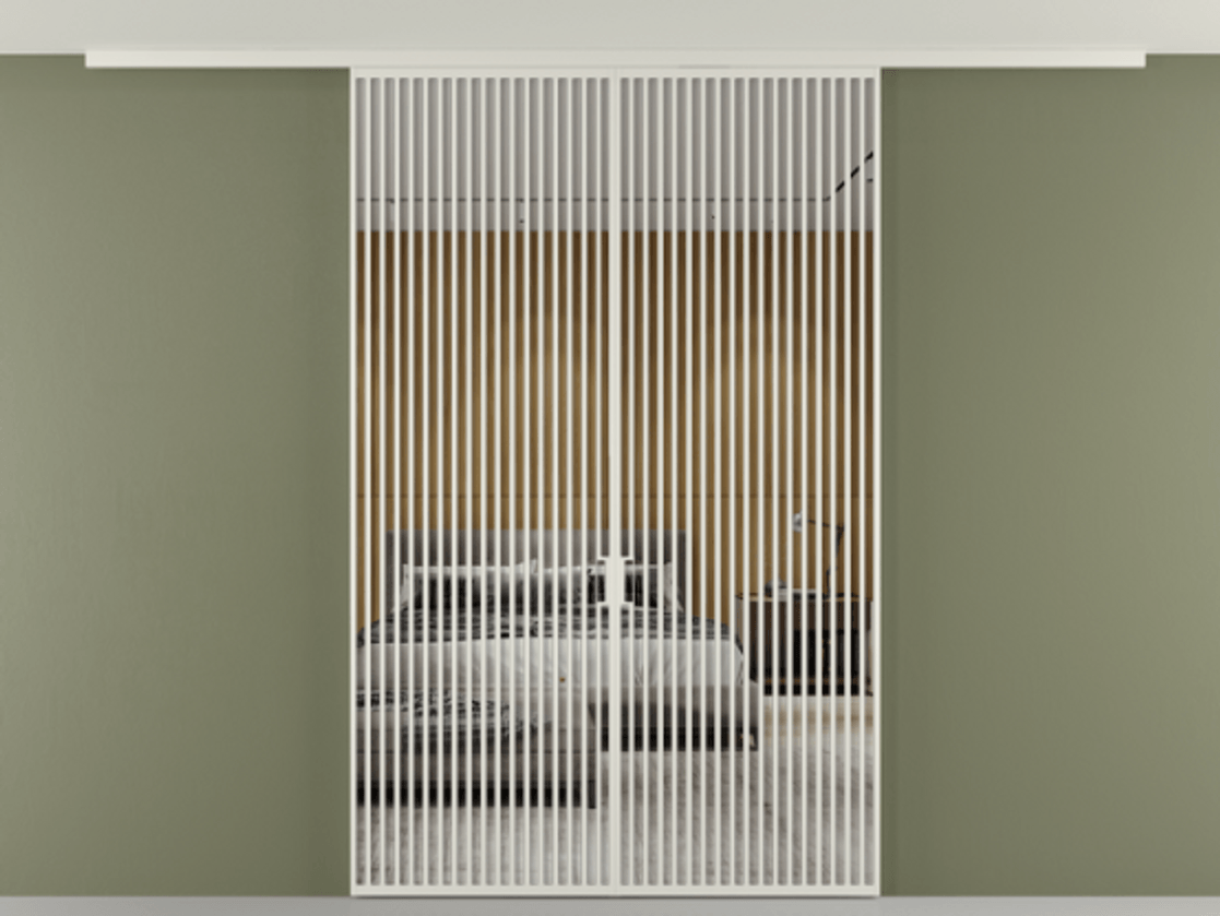 Перегородка Формато вдоль стены на потолок 2 створки АЛПР 040.06 Алюминий Белый Двустороннее зеркало, триплекс , триплекс 6 мм Цена 22110 AZE | Volhovec