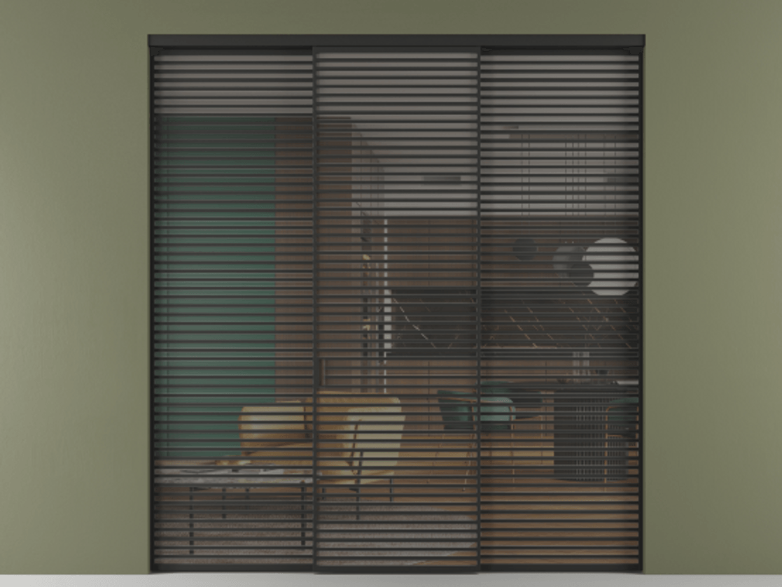 Перегородка Формато внутри проёма 3 створки АЛПР 040.07 Алюминий Черный Прозрачное серое стекло, триплекс Цена 22830 AZE | Volhovec