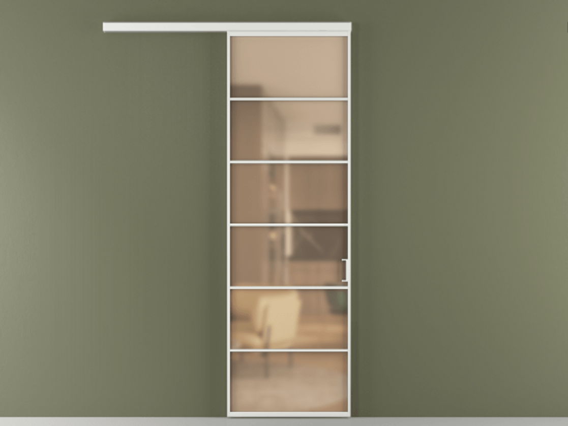 Перегородка Formato вдоль стены 1 створка АЛПР 040.04 Алюминий белоснежный Сатинированное оранжевое стекло, триплекс Цена 5900 AZE  | Volhovec