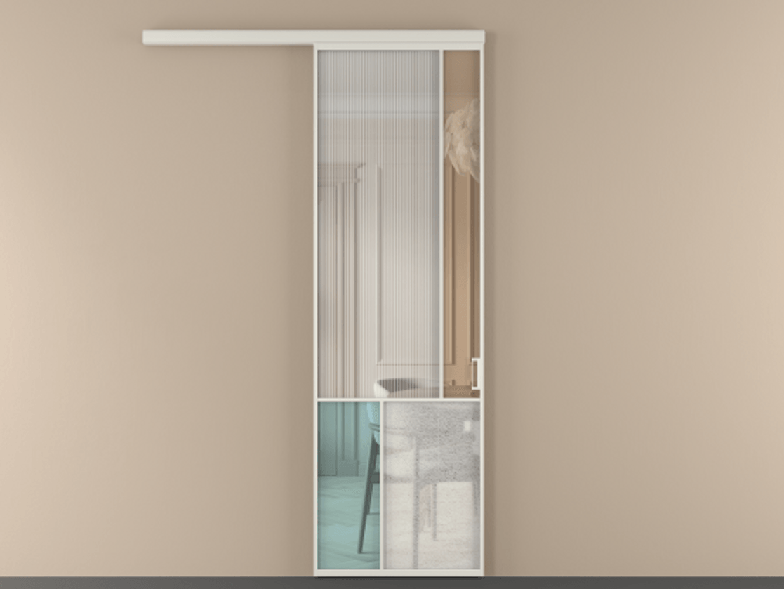 Перегородка Mosaic вдоль стены 1 створка АЛПР 041.21 Алюминий Белый Комбинация стекол Группы 1 и Группы 3 Цена 7200 AZE | Volhovec