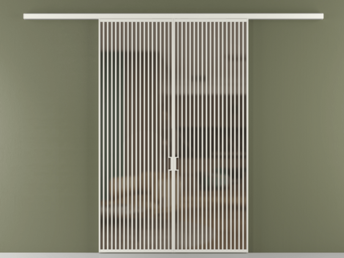 Перегородка Formato вдоль стены 2 створки АЛПР 040.06 Алюминий серый Сатинированное бронзовое стекло, триплекс Цена 22360 AZE | Volhovec