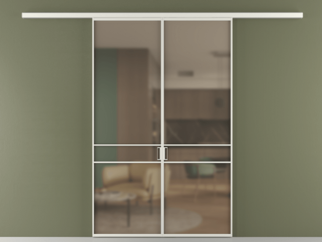 Перегородка Formato вдоль стены 2 створки АЛПР 040.02 Алюминий серый Сатинированное бронзовое стекло, триплекс Цена 12150 AZE | Volhovec