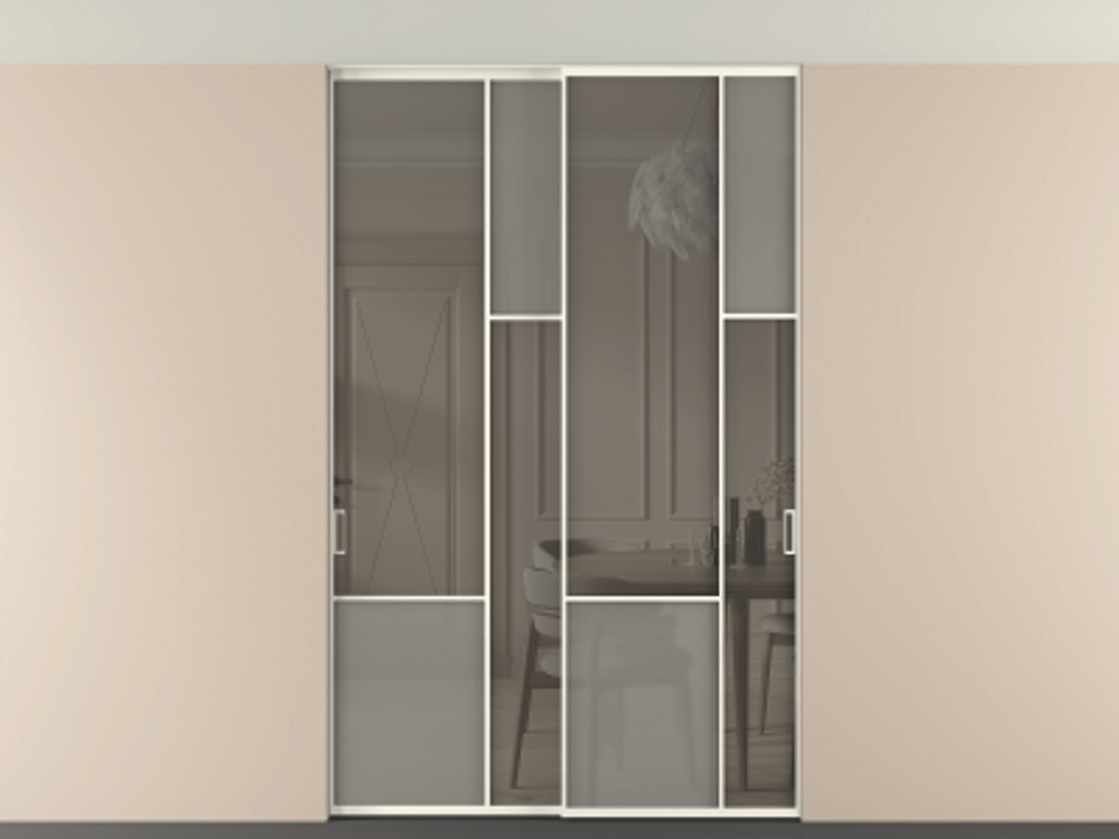 Перегородка Мозаик внутри проёма скрытое крепление в потолок 2 створки АЛПР 041.12 Алюминий жемчужный Сатинированное серое стекло, триплекс, 6 мм + Прозрачное серое стекло, триплекс. Цена 16920 AZE . Фабрика дверей Волховец 8 (800) 551 43 19 Перегородка Мозаик внутри проёма скрытое крепление в потолок 2 створки АЛПР 041.12 Алюминий жемчужный Сатинированное серое стекло, триплекс, 6 мм + Прозрачное серое стекло, триплекс Цена 16920 AZE | Volhovec