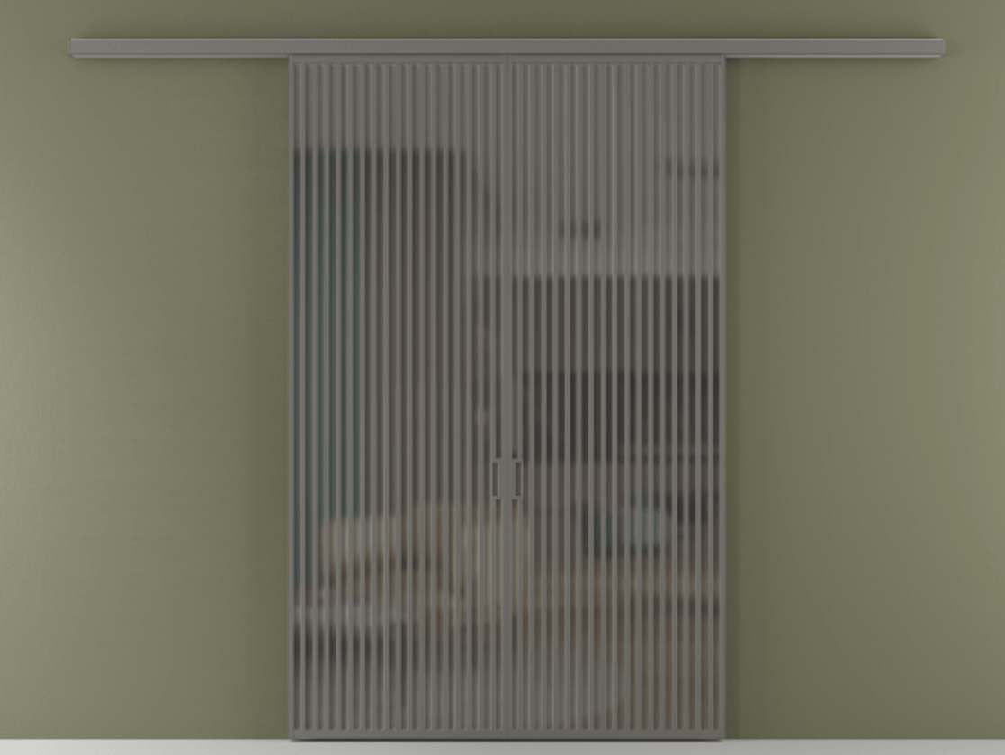 Перегородка Formato вдоль стены 2 створки АЛПР 040.06 Алюминий классический серый Сатинированное серое стекло, триплекс Цена 22360 AZE | Volhovec