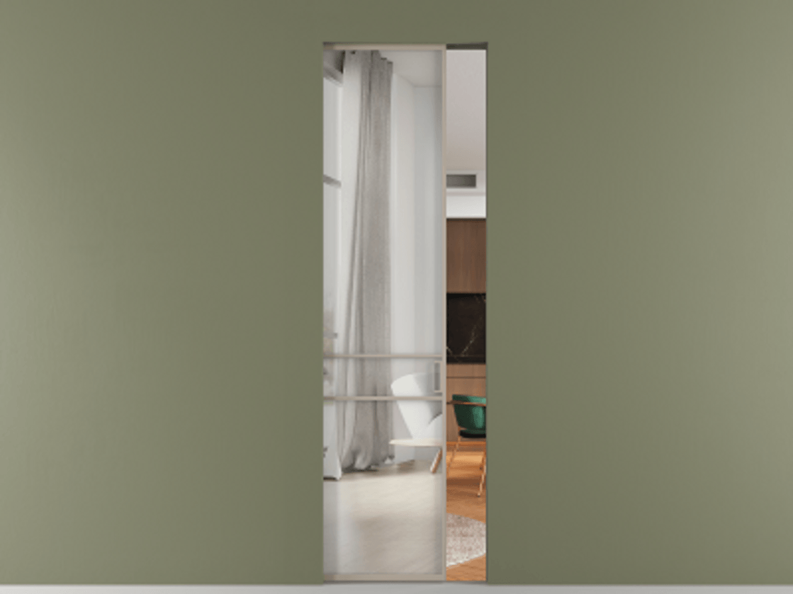 Перегородка Formato скрытый пенал 1 створка АЛПР 040.02 Алюминий бисквитный Двустороннее зеркало, триплекс , триплекс 6 мм Цена 8900 AZE | Volhovec