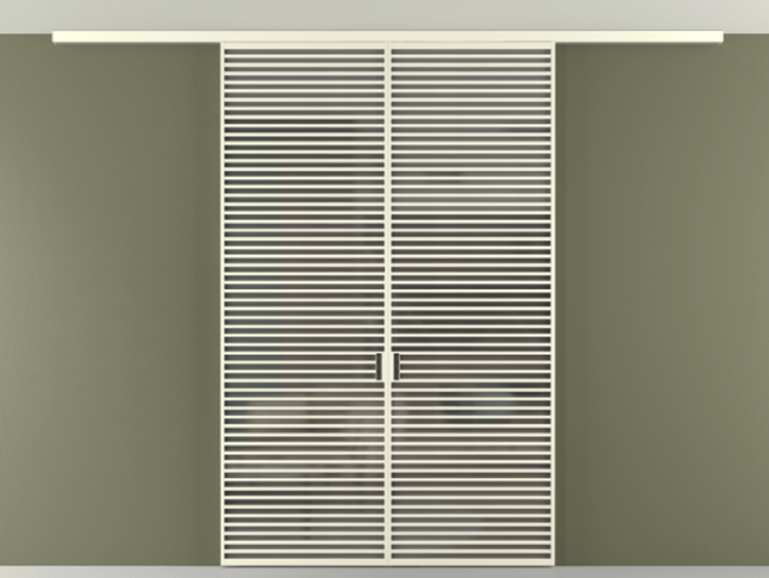 Перегородка Формато вдоль стены на потолок 2 створки АЛПР 040.07 Алюминий молочно-белый Сатинированное серое стекло, триплекс Цена 19150 AZE | Volhovec