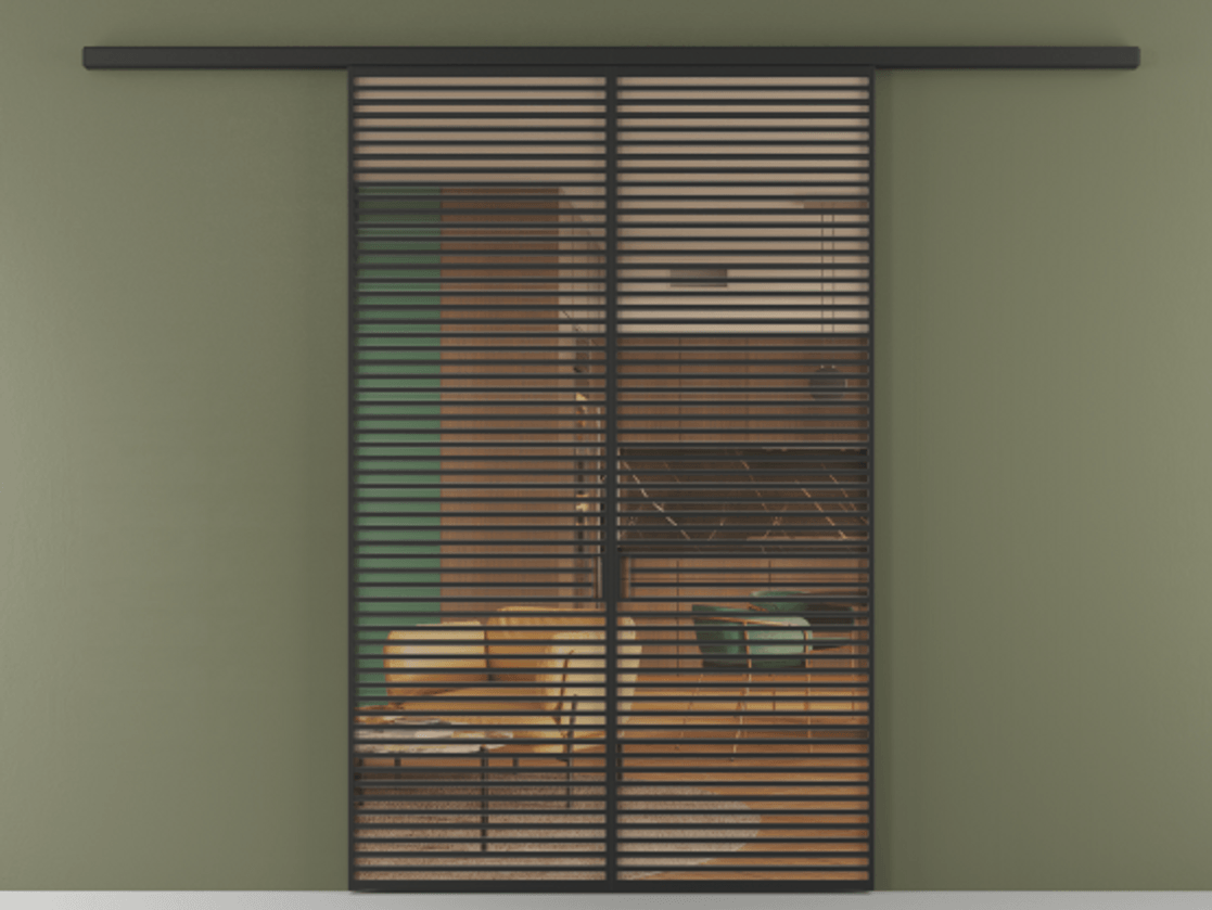 Перегородка Формато вдоль стены 2 створки АЛПР 040.07 Алюминий Черный Прозрачное оранжевое стекло, триплекс Цена 17100 AZE | Volhovec