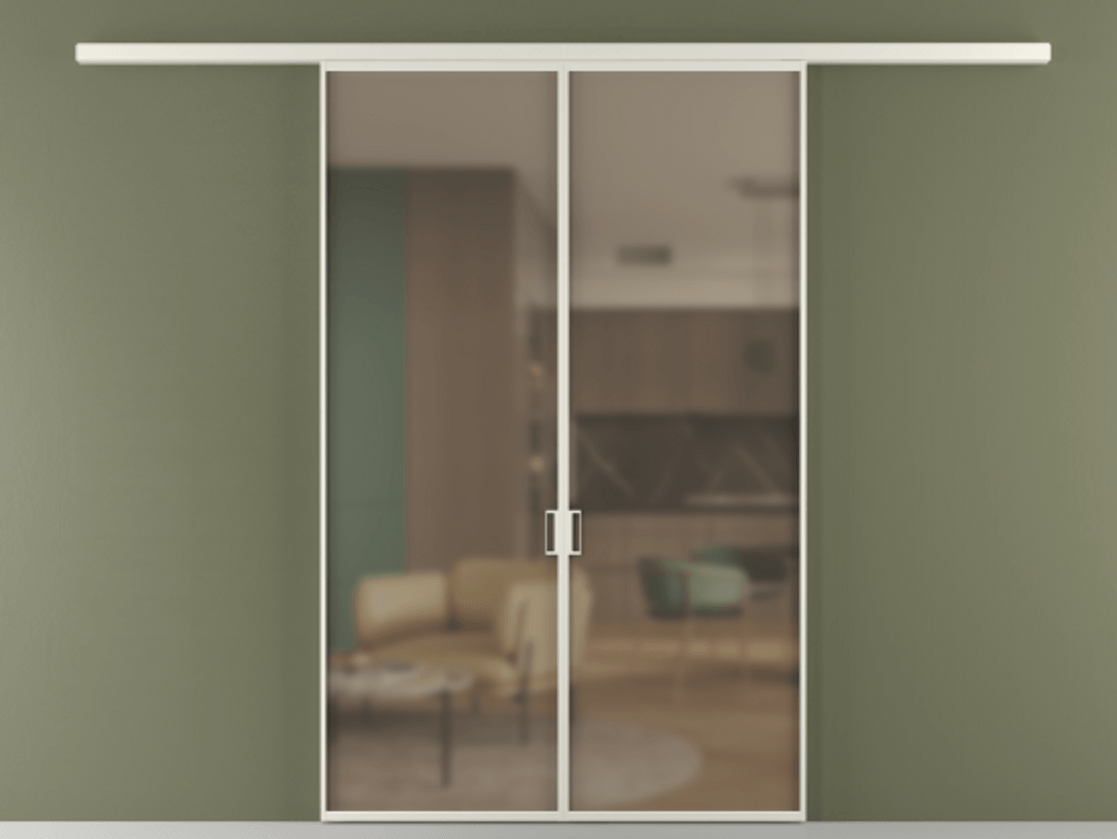 Перегородка Formato вдоль стены 2 створки АЛПР 040.01 Алюминий Белый Сатинированное бронзовое стекло, триплекс Цена 9740 AZE | Volhovec