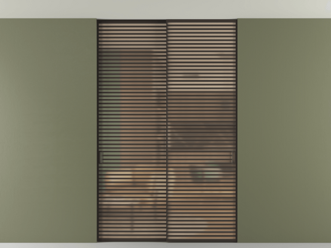 Перегородка Formato внутри проёма скрытое крепление в потолок 2 створки АЛПР 040.07 Алюминий антрацит Сатинированное оранжевое стекло, триплекс Цена 21400 AZE | Volhovec