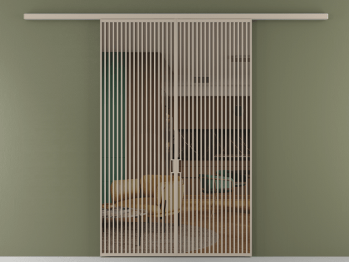 Перегородка Formato вдоль стены 2 створки АЛПР 040.06 Алюминий бисквитный Прозрачное бронзовое стекло, триплекс Цена 22360 AZE | Volhovec