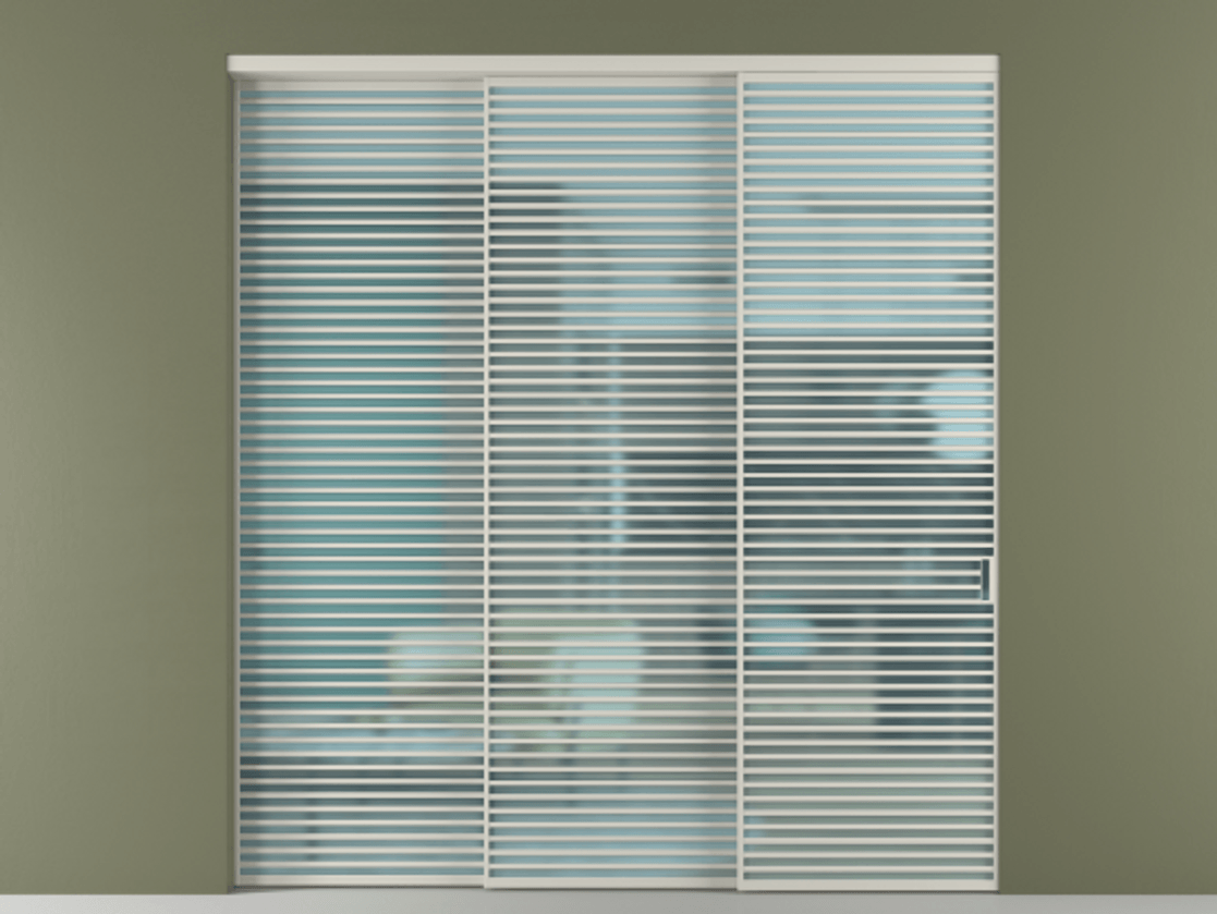 Перегородка Formato внутри проёма 3 створки с синхронным механизмом АЛПР 040.07 Алюминий тёплый серый Сатинированное голубое стекло, триплекс. Цена 579740 ₽ 1. Полотно 3 шт. (800/2100 мм)
2. Комплект установки раздвижной системы
3. Базовый комплект фурнитуры
4. Комплект фурнитуры телескопик синхро-2
5.Ручка RONDO
. Фабрика дверей Волховец 8 (800) 551 43 19 Перегородка Formato внутри проёма 3 створки с синхронным механизмом АЛПР 040.07 Алюминий тёплый серый Сатинированное голубое стекло, триплекс Цена 579740 ₽ | Volhovec