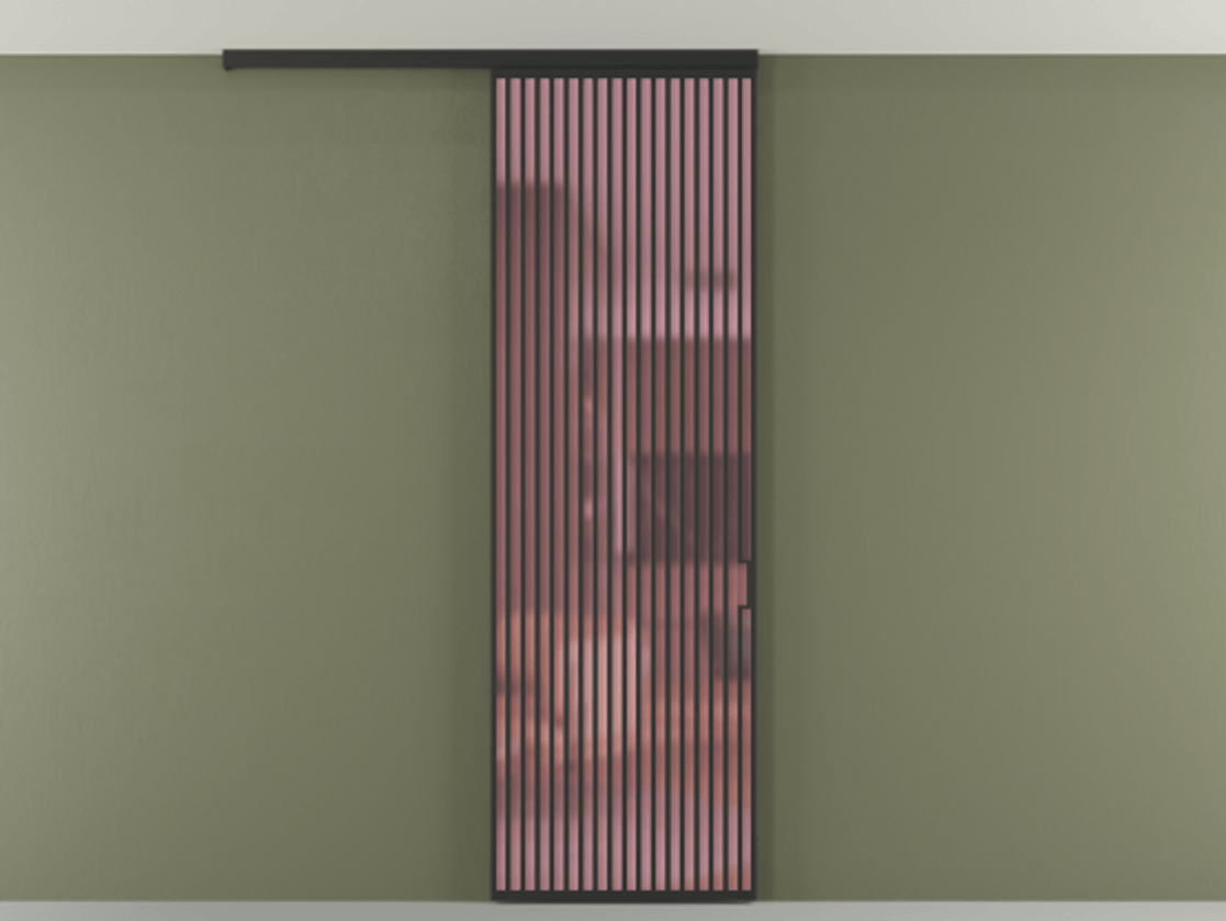 Перегородка Формато вдоль стены на потолок 1 створка АЛПР 040.06 Алюминий Черный Сатинированное розовое стекло, триплекс Цена 8900 AZE | Volhovec