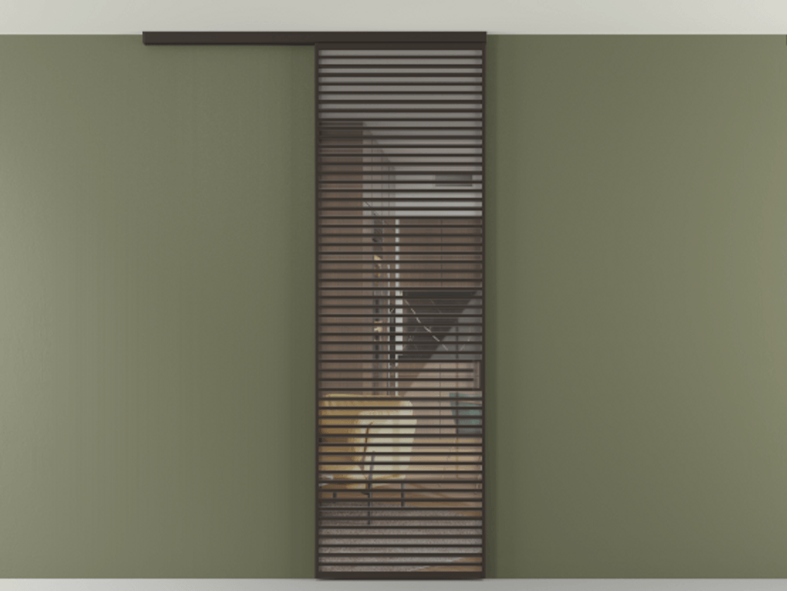 Перегородка Формато вдоль стены на потолок 1 створка АЛПР 040.07 Алюминий антрацит Рефлективное прозрачное стекло "Стопсол", калёное Цена 10090 AZE | Volhovec