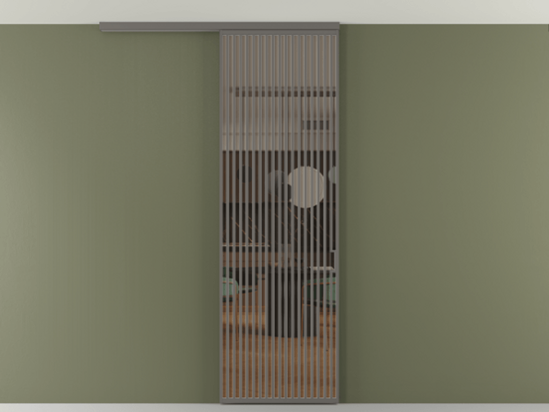 Перегородка Формато вдоль стены на потолок 1 створка АЛПР 040.06 Алюминий классический серый Прозрачное бронзовое стекло, триплекс Цена 9760 AZE | Volhovec