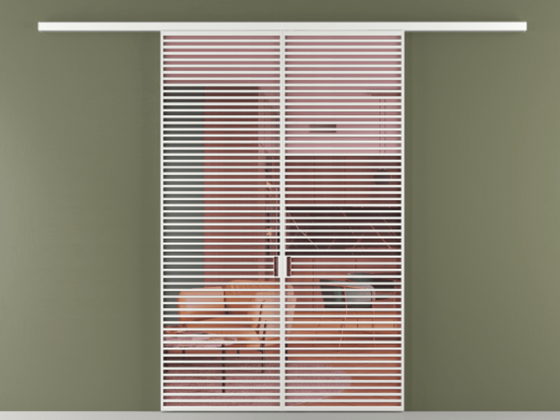 Перегородка Формато вдоль стены 2 створки АЛПР 040.07 Алюминий белоснежный Прозрачное розовое стекло, триплекс Цена 17900 AZE | Volhovec