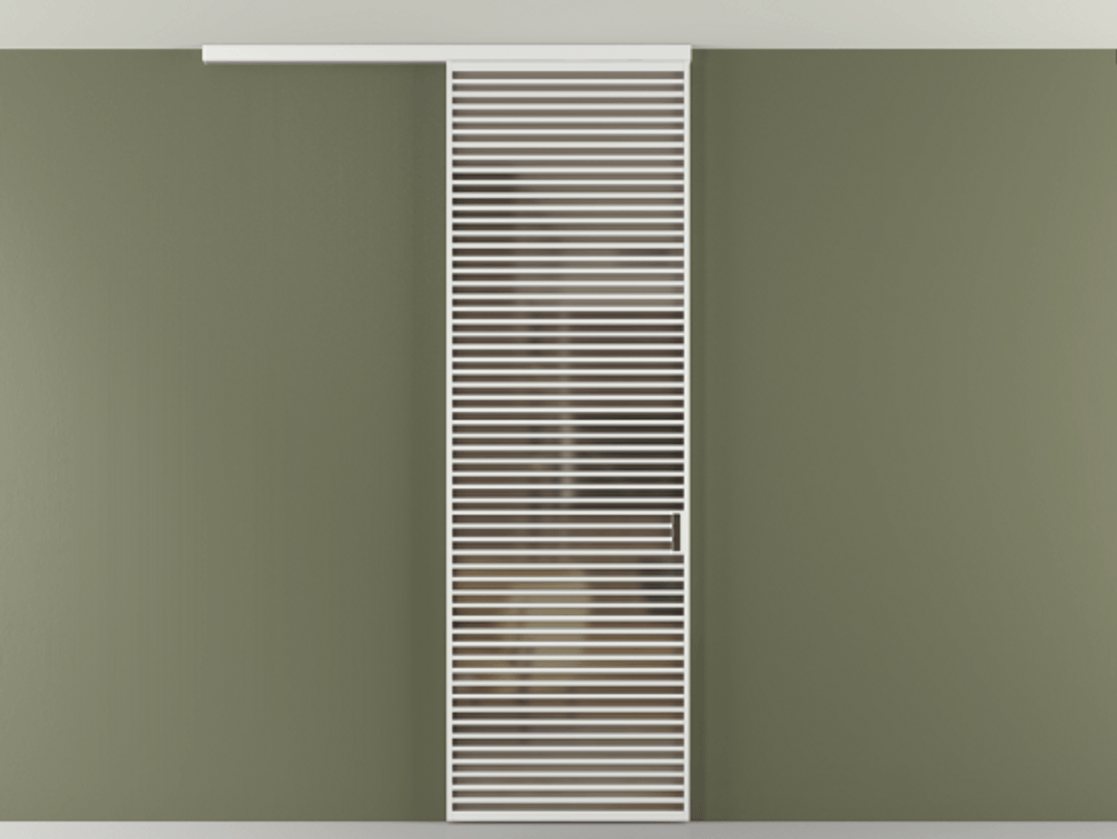 Перегородка Формато вдоль стены на потолок 1 створка АЛПР 040.07 Алюминий белоснежный Сатинированное бронзовое стекло, триплекс Цена 9760 AZE | Volhovec