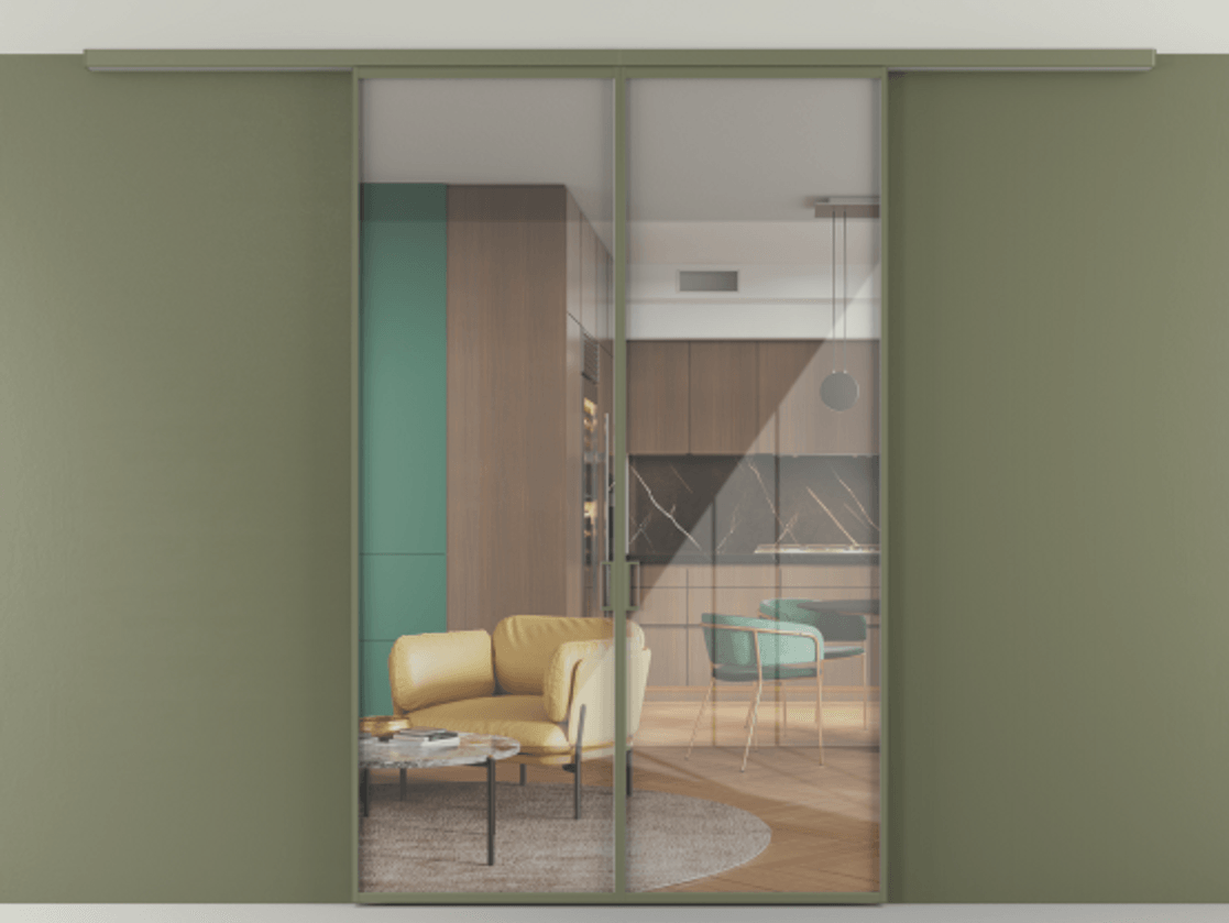 Перегородка Формато вдоль стены на потолок 2 створки АЛПР 040.01 Алюминий оливковый тёмный Рефлективное прозрачное стекло "Стопсол", калёное. Цена 10330 AZE 1. Полотно 2 шт. (800/2100 мм)
2. Комплект установки раздвижной системы
3. Базовый комплект фурнитуры
4.Ручка Рондо. Фабрика дверей Волховец 8 (800) 551 43 19 Перегородка Формато вдоль стены на потолок 2 створки АЛПР 040.01 Алюминий оливковый тёмный Рефлективное прозрачное стекло "Стопсол", калёное Цена 10330 AZE | Volhovec