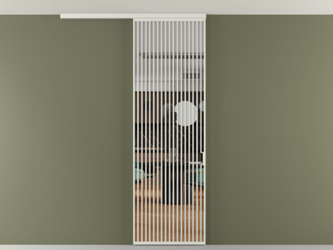 Перегородка Формато вдоль стены на потолок 1 створка АЛПР 040.06 Алюминий серый Прозрачное стекло "Кристал Вижн", калёное Цена 12160 AZE | Volhovec